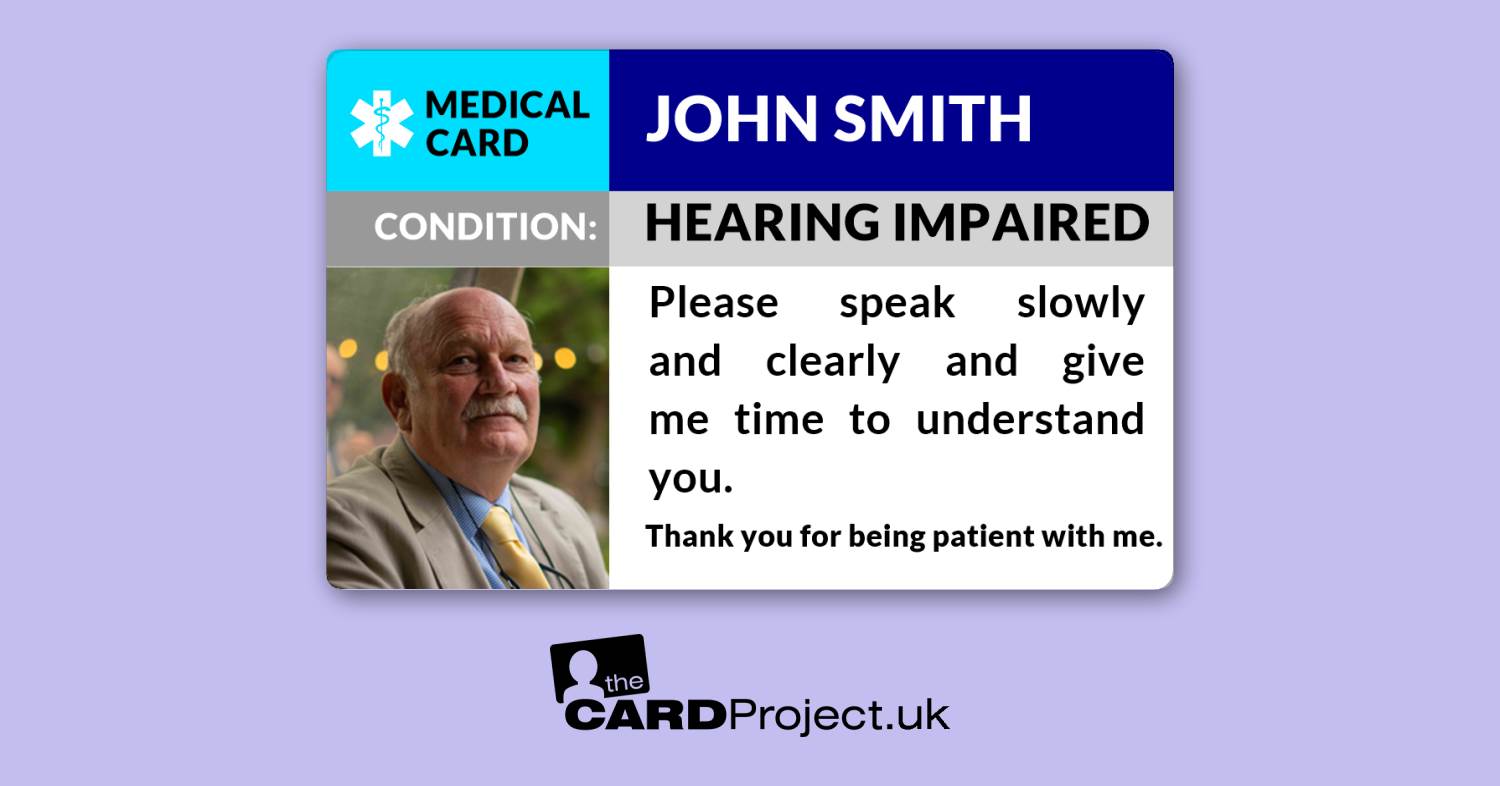 Hearing Impaired Awareness Photo Medical ID Alert Card 